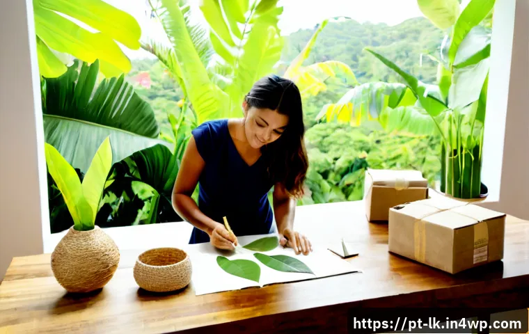 에코크리에이션을 위한 브랜드 스토리텔링 전략 - Photorealistic sustainable brand storytelling scene in a bright Brazilian coastal studio, a diverse ...