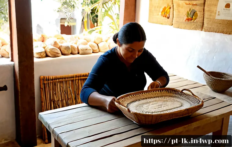 Home 17 에코크리에이션과 전통 예술의 융합 - Photorealistic artisan workshop in Portugal, a skilled craftswoman weaving a traditional Portuguese ...